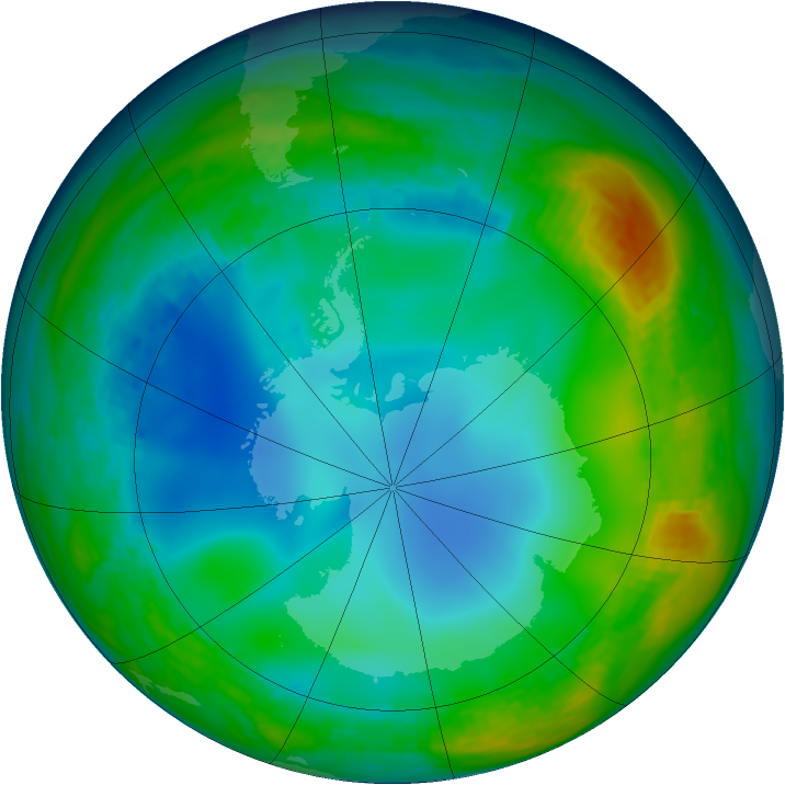 Antarctic ozone map for 20 June 1992